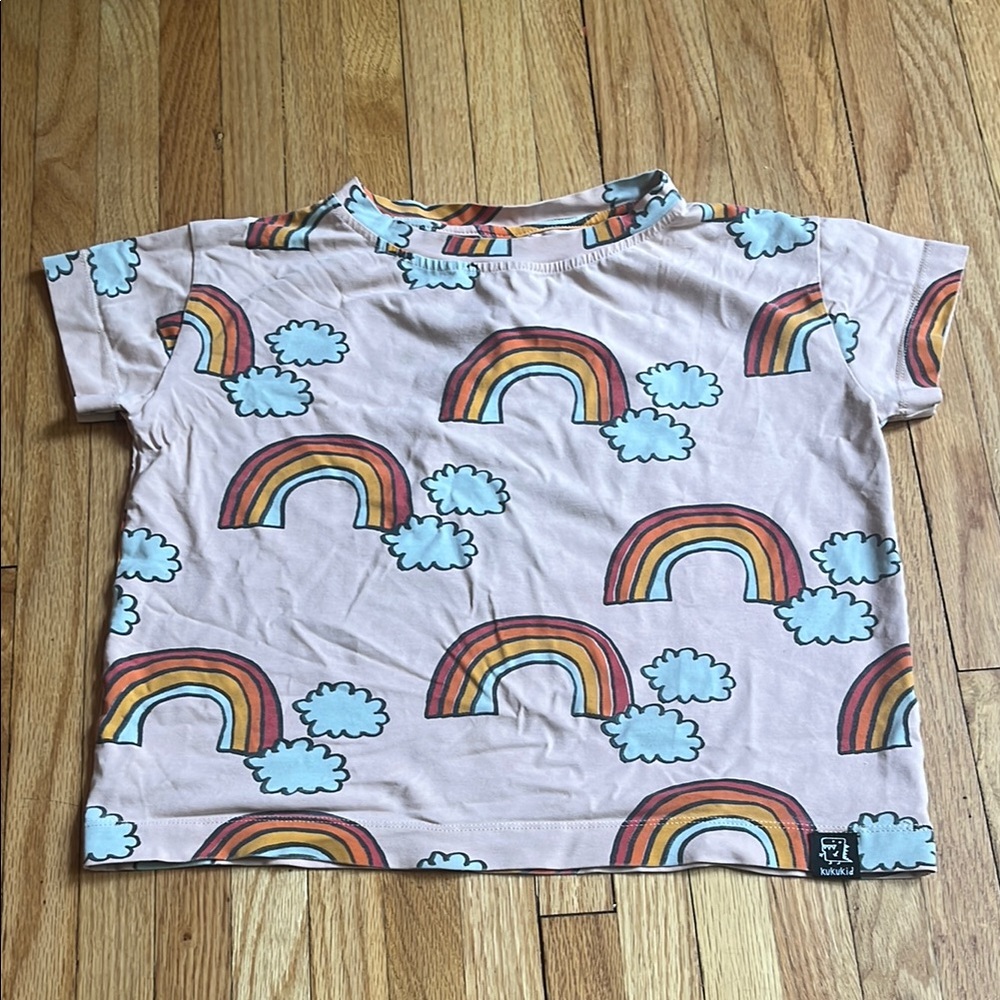 Playful Pink and Orange Rainbow Tee Short Sleeve